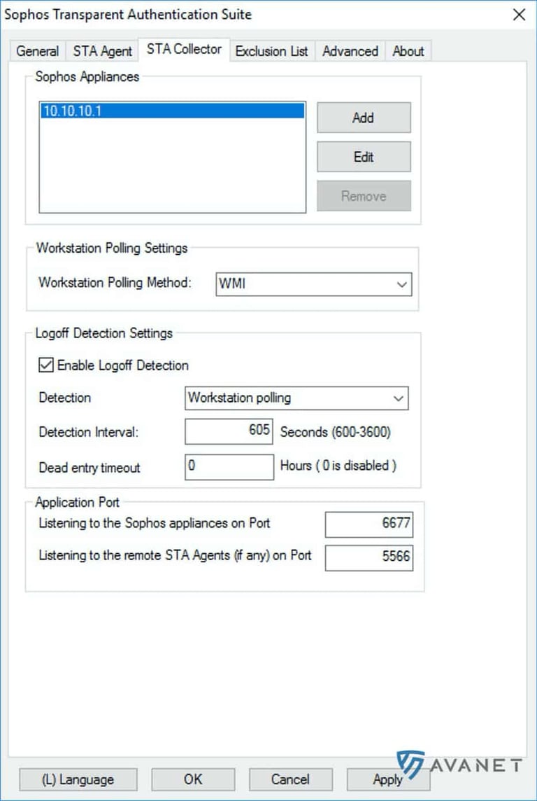 STA Collector configuration